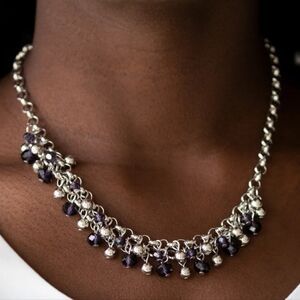 Paparazzi Trust Fund Baby Purple and Silver Beaded Necklace Earrings Set New